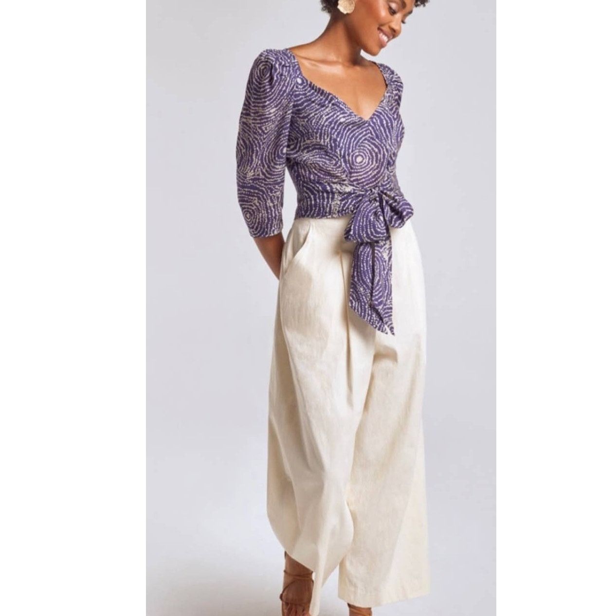 Anthropologie New TRACY REESE Mireille Tie-Front Blouse $188 SIZE 2 Size XS / US 0-2 / IT 36-38 - 4 Thumbnail