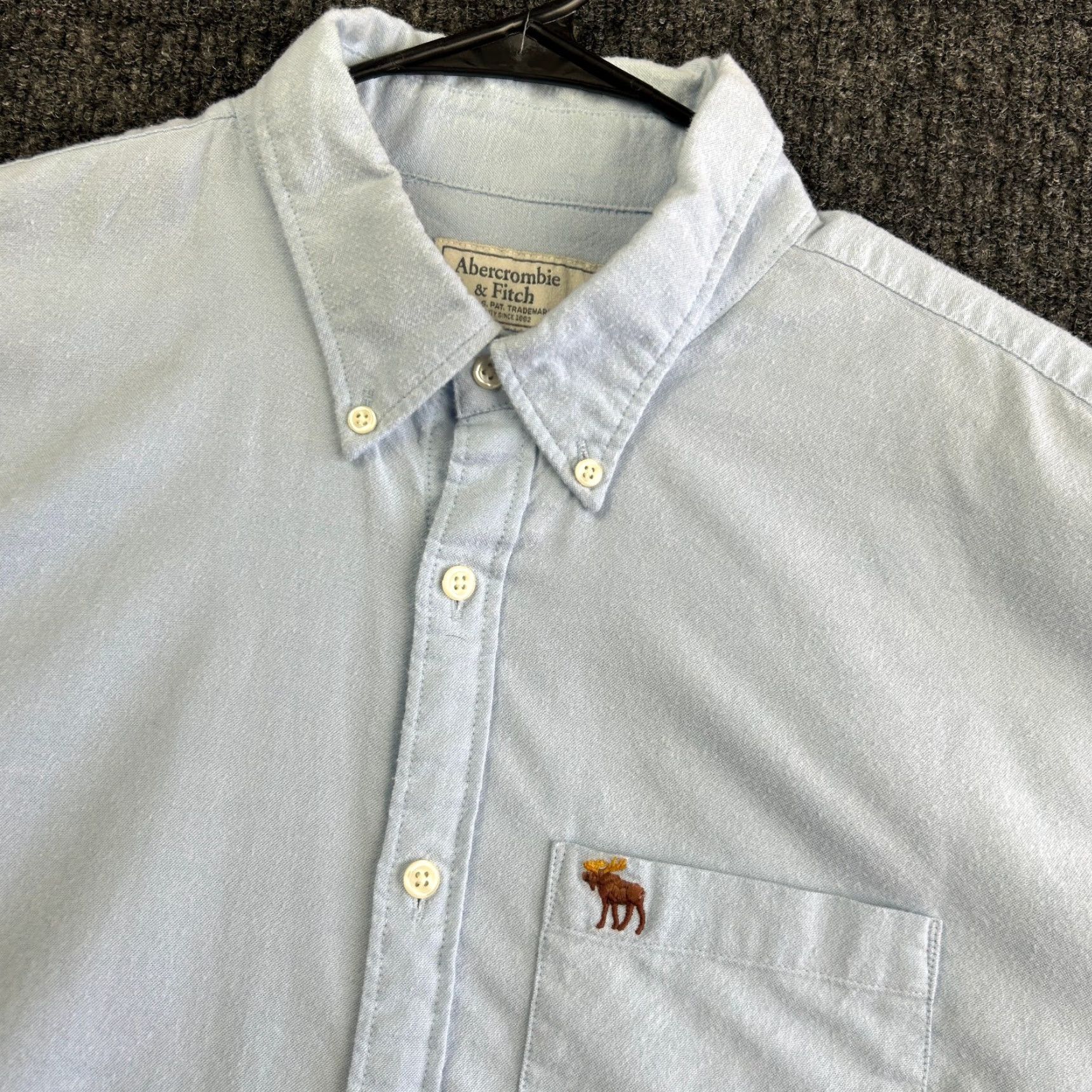 Abercrombie & Fitch VINTAGE Abercrombie & Fitch Solid Button Shirt Mens Long Sleeve XL Blue Flesh Moose Icon Size US XL / EU 56 / 4 - 2 Thumbnail