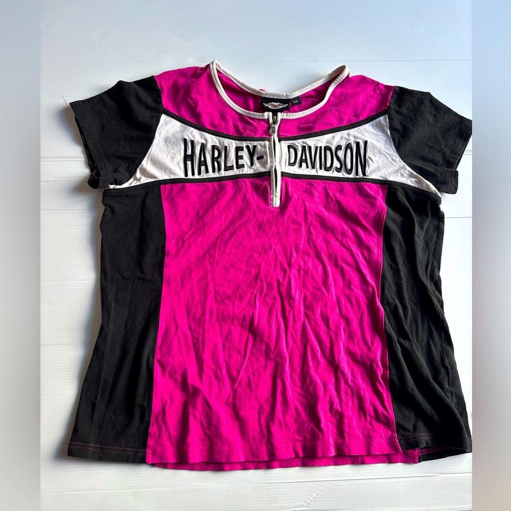 Harley Davidson Harley-Davidson Women's Plus Size Half Zip Pink Tee-Shirt Size XXL / US 16-18 / IT 52-54 - 1 Thumbnail