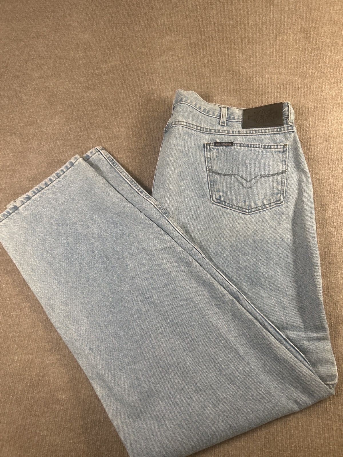 Harley Davidson Harley-Davidson Men’s Jeans 46x36 Light Wash Denim 0075 Size US 44 / EU 60 - 1 Thumbnail