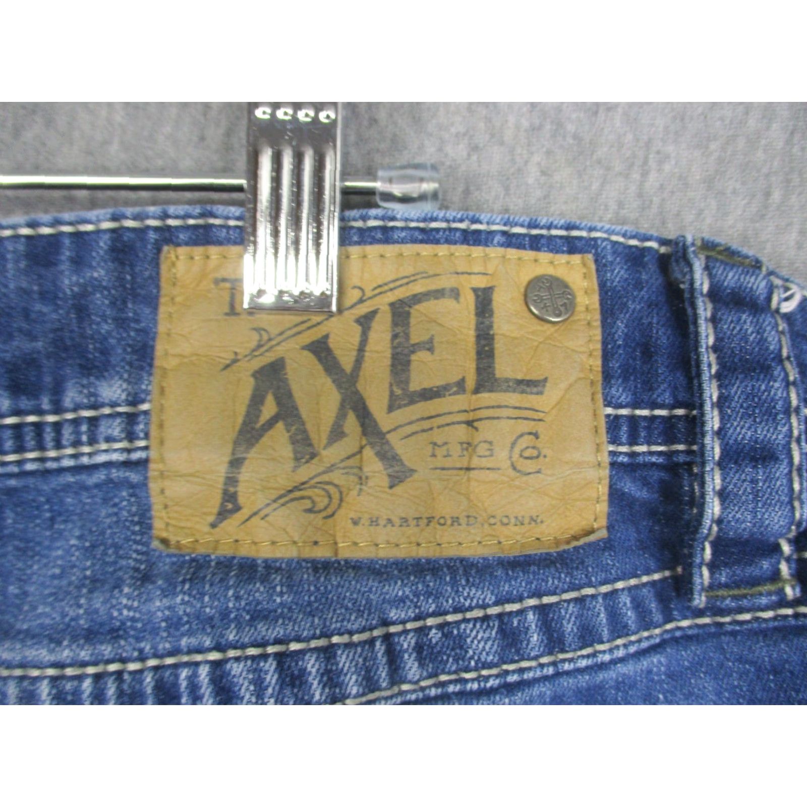 Vintage TK Axel Jeans Mens 36x30 Blue Athletic Fit Stretch Whiskered Contrast Stitch Size US 36 / EU 52 - 7 Thumbnail