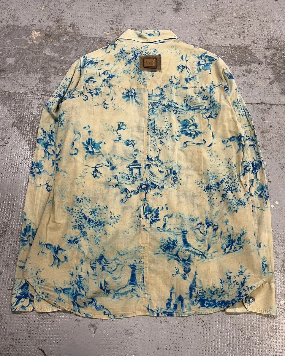 Dolce & Gabbana SS2004 Dolce & Gabbana Blue Floral Print Cream Shirt Size US L / EU 52-54 / 3 - 8 Thumbnail