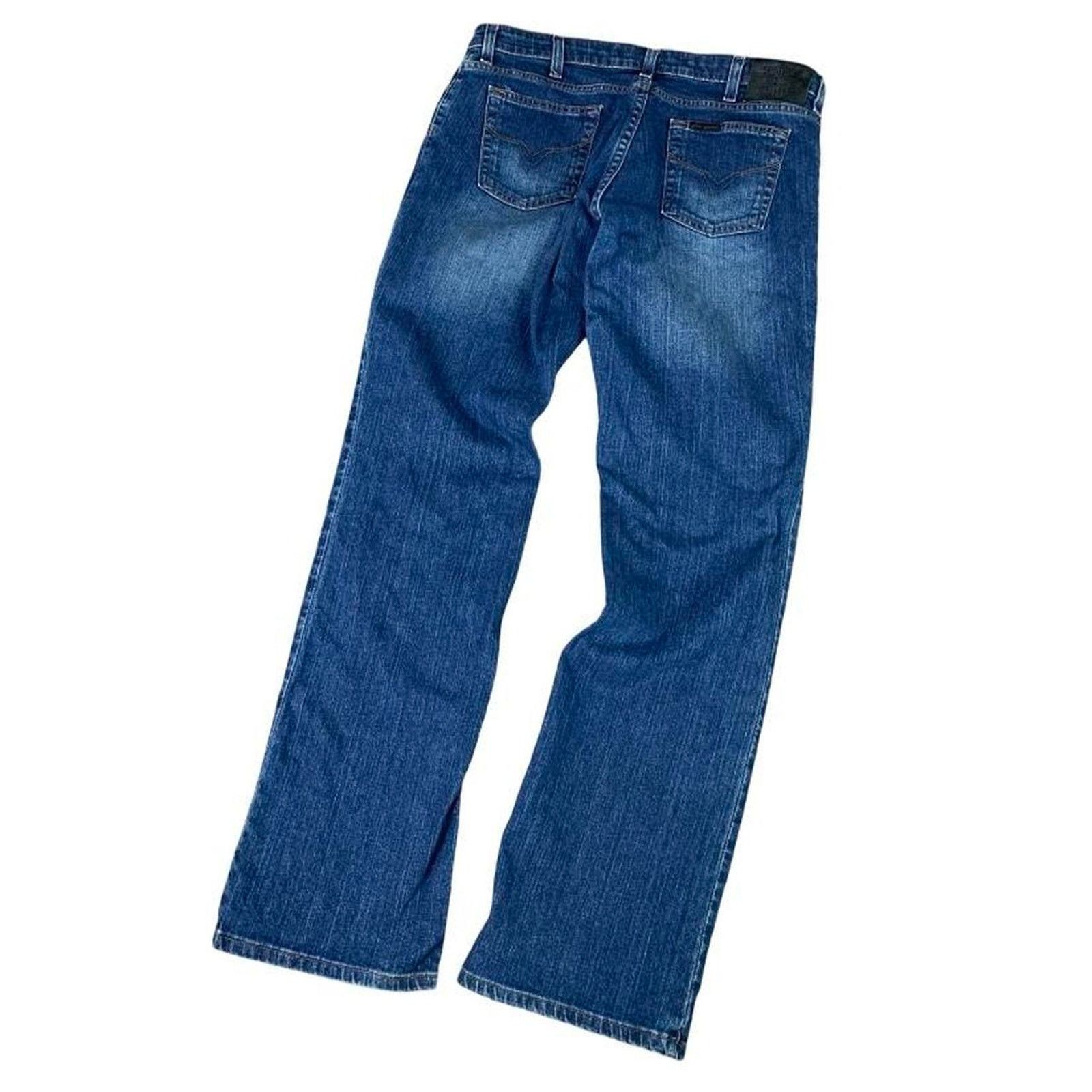 Harley Davidson × Vintage Harley Davidson Y2K Embroidered Bikercore Blue Jeans Size 36" / US 14 / IT 50 - 3 Thumbnail
