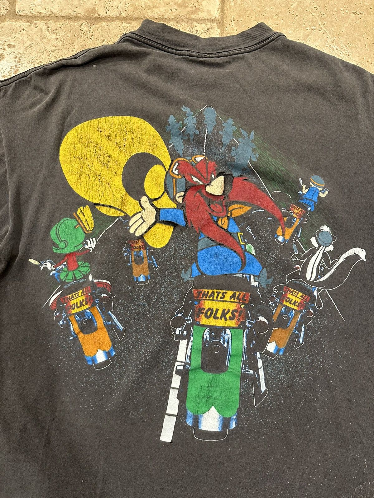 Cartoon Network Vintage Looney Tunes 1993 Motorcycle Biker Faded T-Shirt Size US XL / EU 56 / 4 - 15 Thumbnail