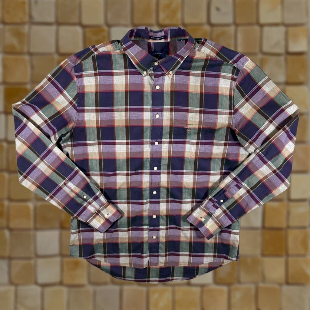 Gant GANT Shirt XXL Button-Down Heather Broadcloth Fitted Multi Check Long Sleeve Button-Up Mens Size US XXL / EU 58 / 5 - 1 Thumbnail
