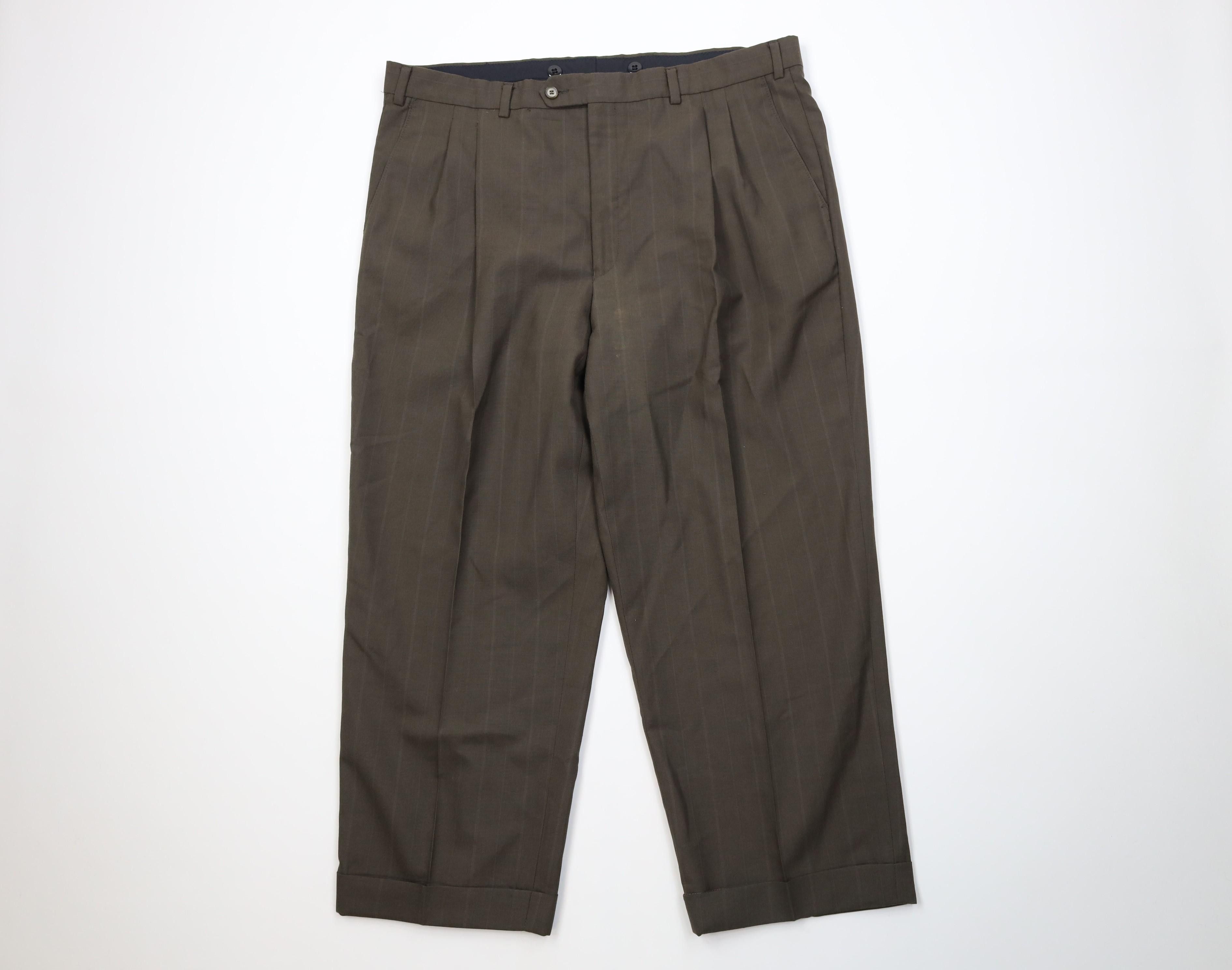 Vintage Vintage 90s Streetwear Wool Striped Wide Leg Chino Pants Size US 38 / EU 54 - 1 Thumbnail