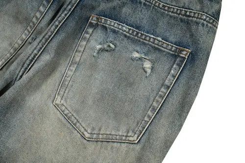 VIBE Heavy Dirty Dye Scrub Destroyed Straight Loose Jeans Size US 35 - 8 Thumbnail