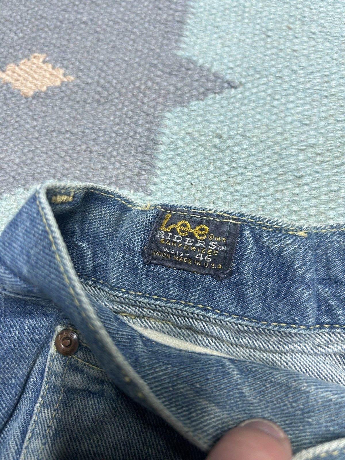 Vintage Vtg 1960s Lee riders jeans faded half selvedge jerky 44x29 Size US 44 / EU 60 - 6 Thumbnail