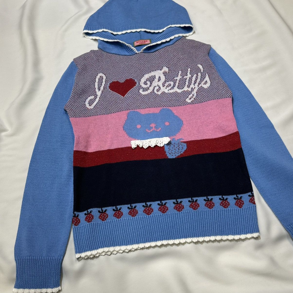 Angel Blue Early 00s Betty's Blue by Shinji Abe Strawberry Knit Hoodies Size ONE SIZE - 5 Thumbnail