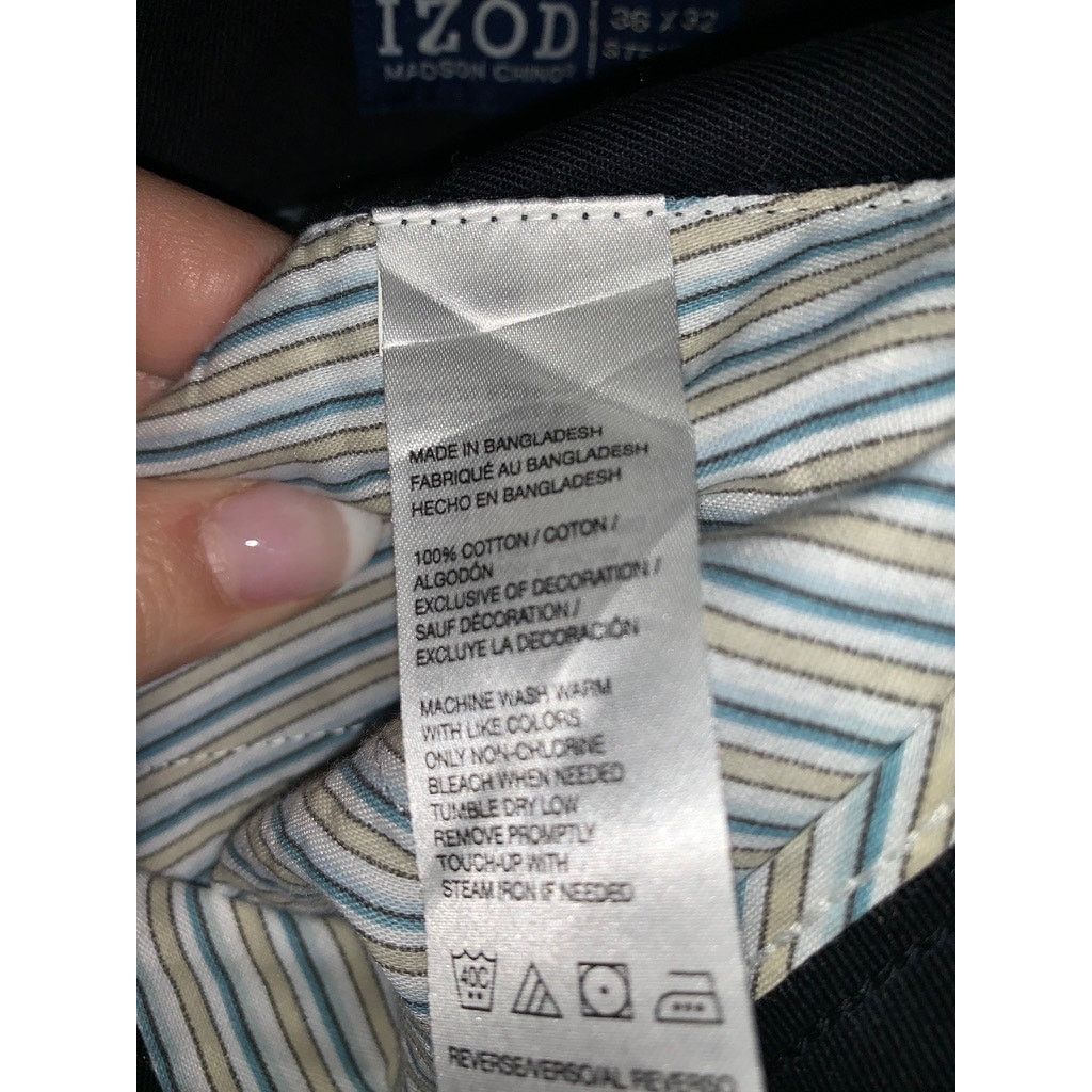 Izod IZOD Men's Black Chino Pants 36x32 Straight Fit Flat Front Size US 36 / EU 52 - 5 Thumbnail