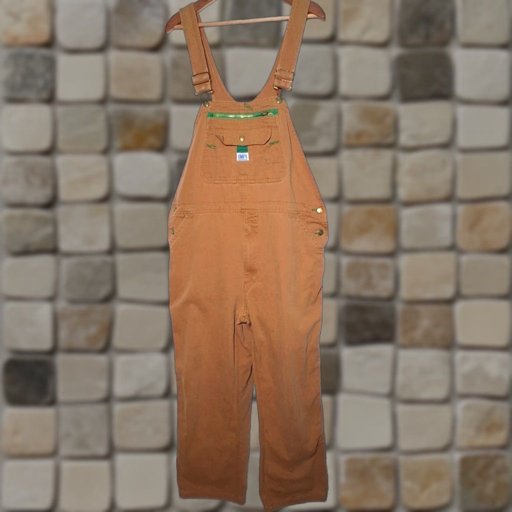 Vintage Liberty Overalls Men 42x28 Brown Canvas Carpenter Work Pants Workwear Bibs Bottoms Size US 42 / EU 58 - 1 Thumbnail