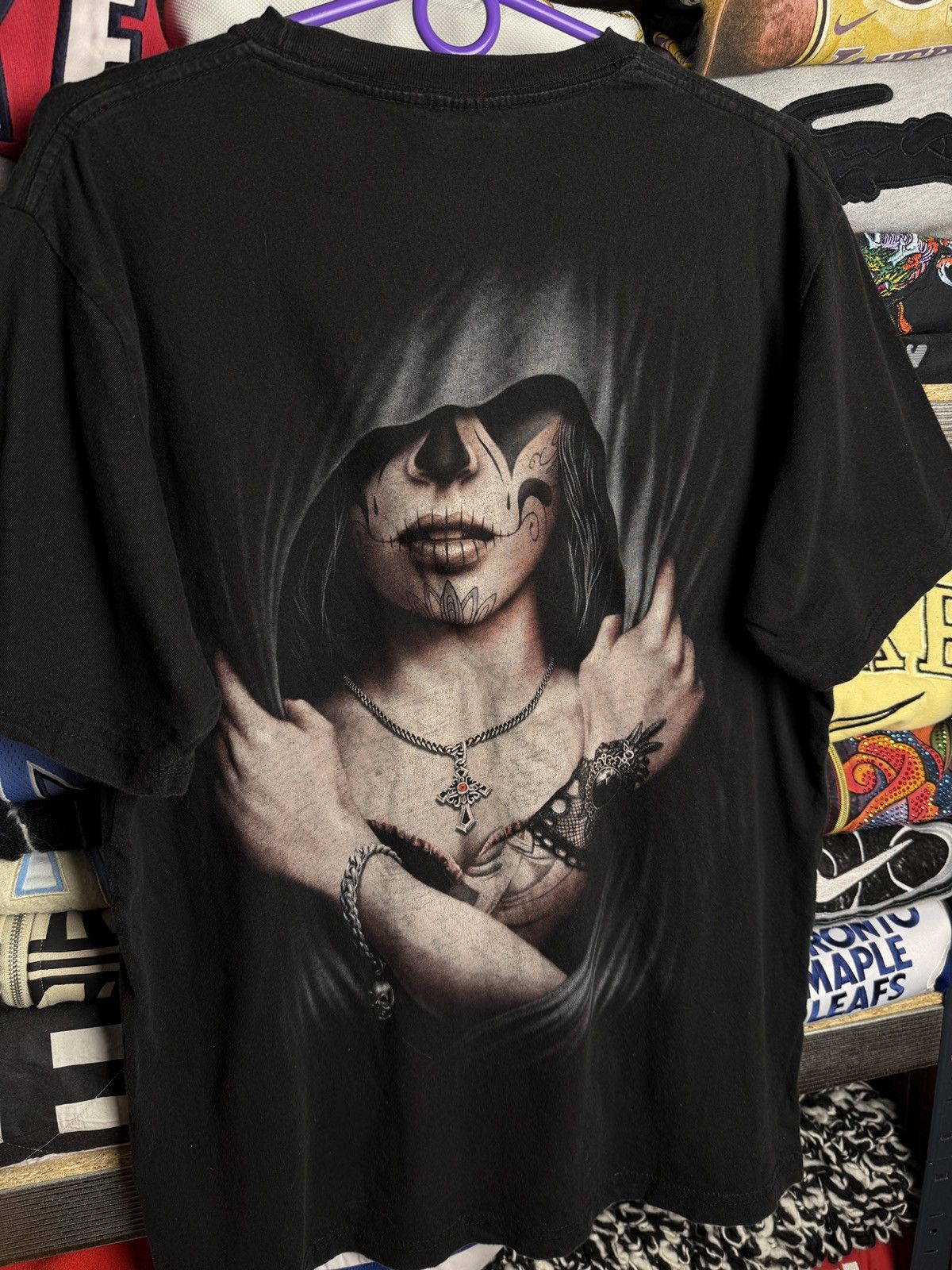 Band Tees Vintage Y2K Adult Horror Face Skeleton Spiral Tee Size US L / EU 52-54 / 3 - 4 Thumbnail