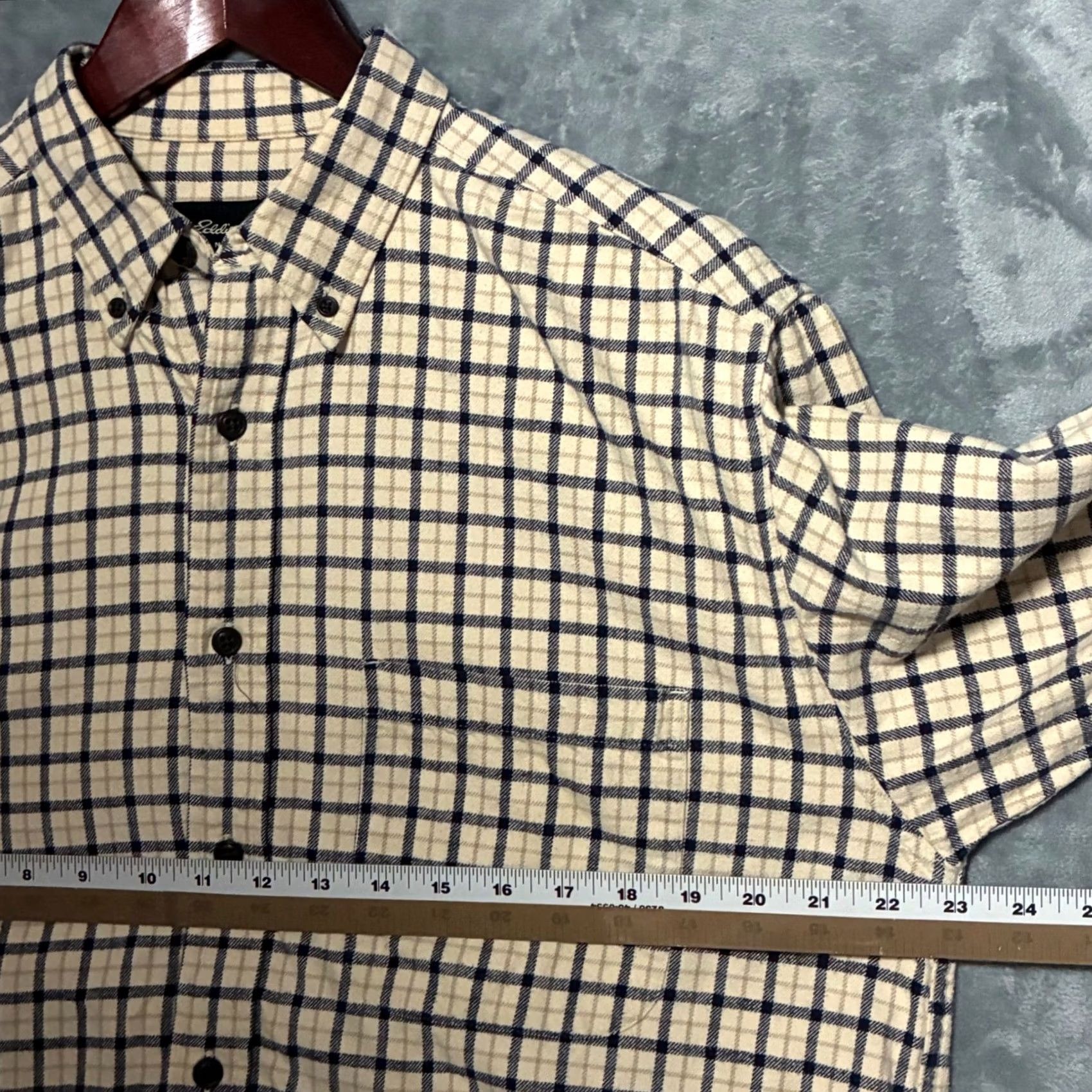 Eddie Bauer Eddie Bauer Button-Down Shirt Cotton Tattersall Check Men M Ivory Navy Tan Plaid Casual Workwear Autumn Winter Spring Outdoors Size US M / EU 48-50 / 2 - 6 Thumbnail