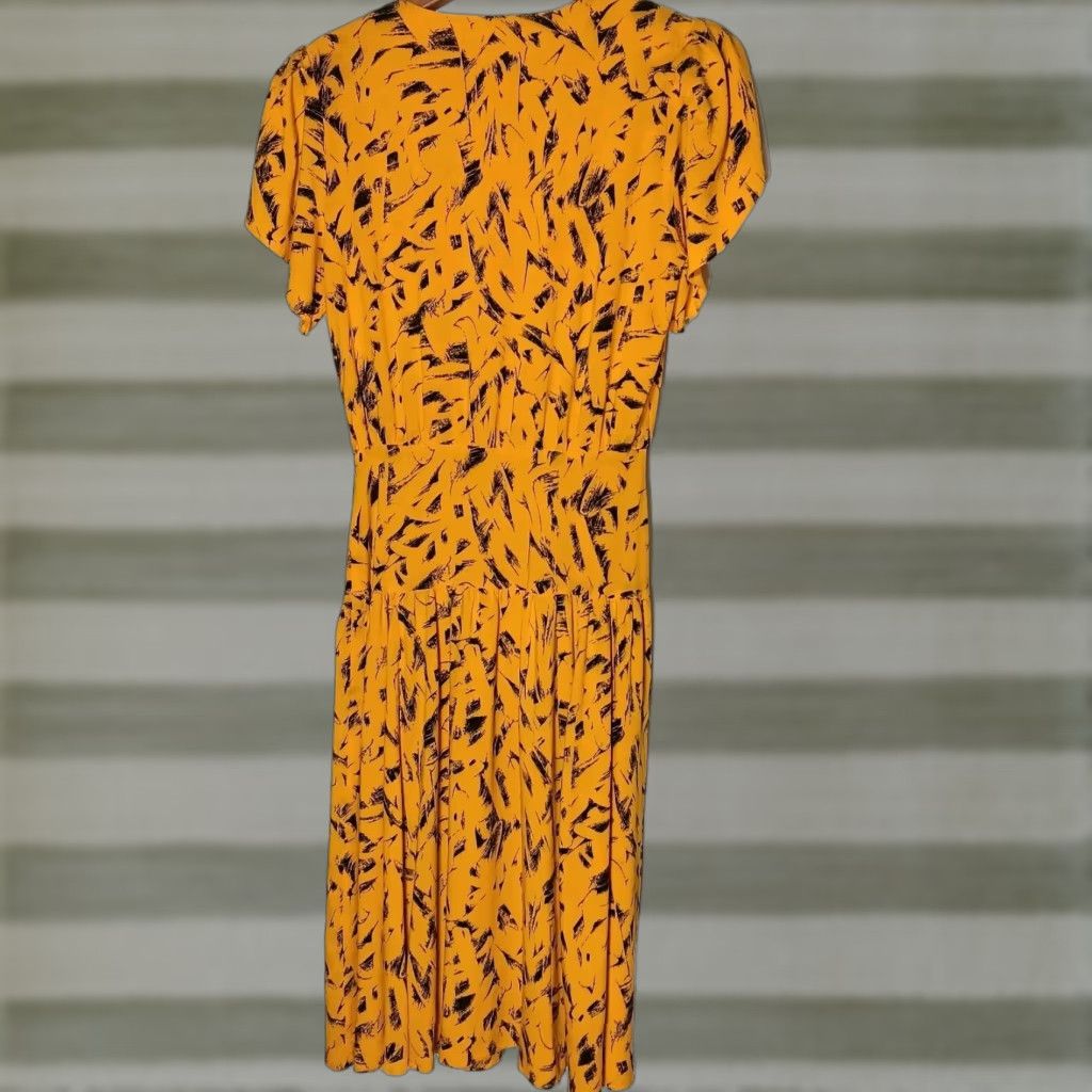 Blair VINTAGE 1980s Joni Blair Dress Abstract Gold Black Drop Waist Button Size 7 Womens Size M / US 6-8 / IT 42-44 - 1 Thumbnail