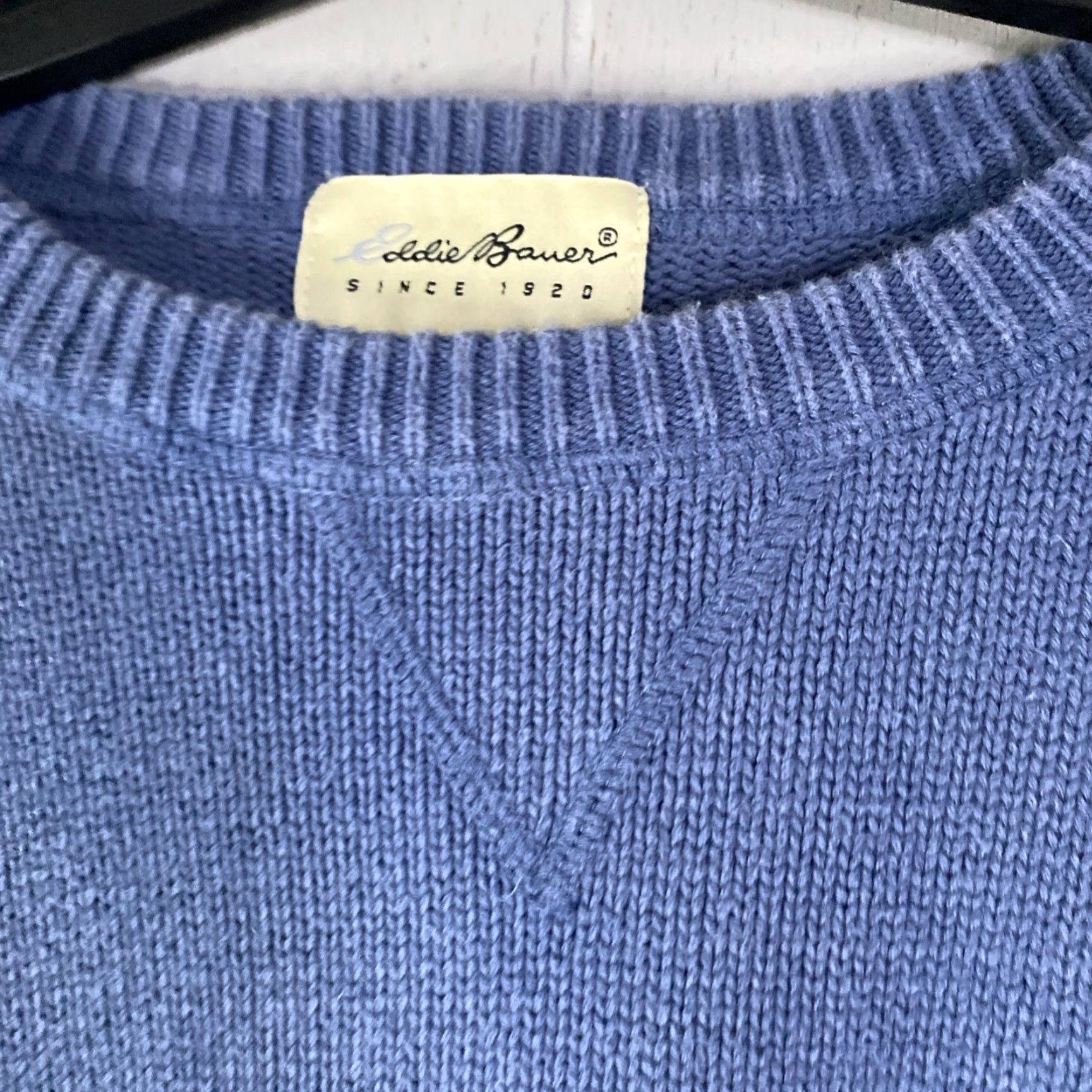 Eddie Bauer VINTAGE Eddie Bauer Fisherman Sweater Mens Medium Blue Oversized Knit pullover 24x27 90s? Size US M / EU 48-50 / 2 - 3 Thumbnail