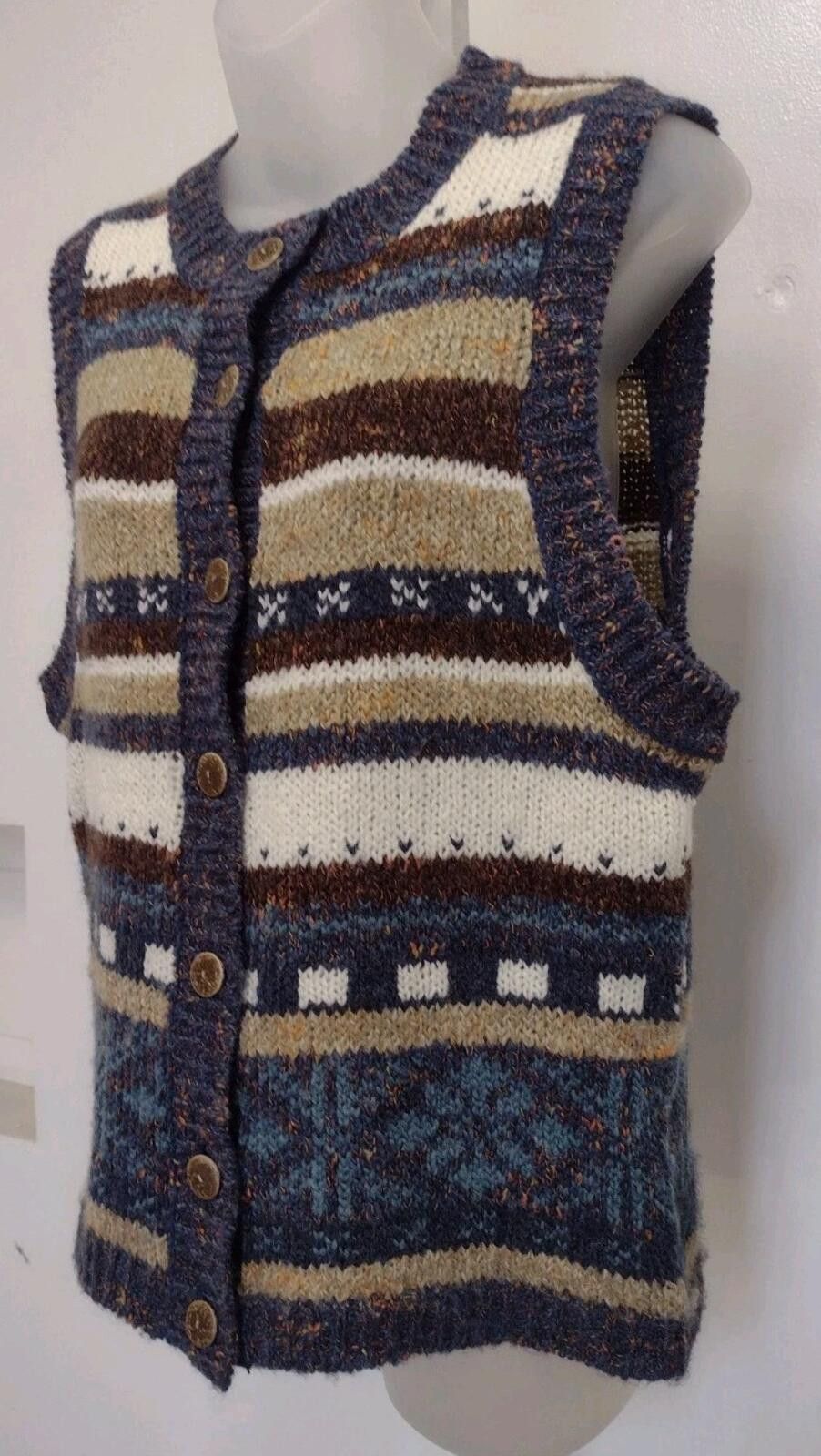 St. Johns Bay VTG St Johns Bay Wool Sweater Vest Geometric Knit Taiwan M Size M / US 6-8 / IT 42-44 - 3 Thumbnail