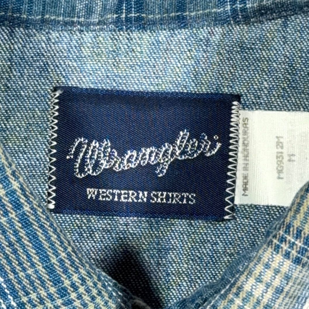 Wrangler VINTAGE Wrangler Shirt Adult MEDIUM Blue Denim Gold Buckle Deadstock Tags 90s Size US M / EU 48-50 / 2 - 4 Thumbnail