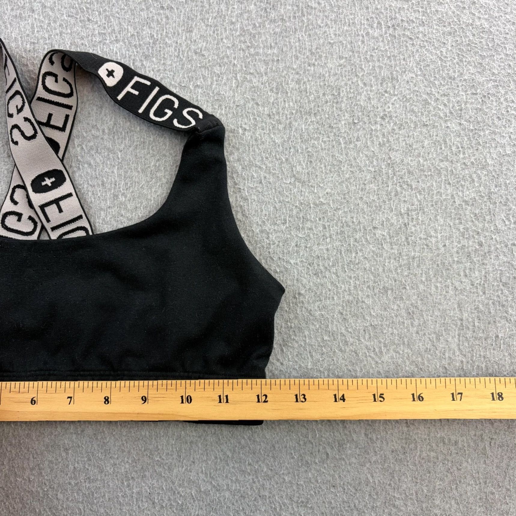 Vintage FIGS Sports Bra Womens Small Black Logo Crossback Gym Yoga Athletic Activewear Size ONE SIZE - 2 Thumbnail