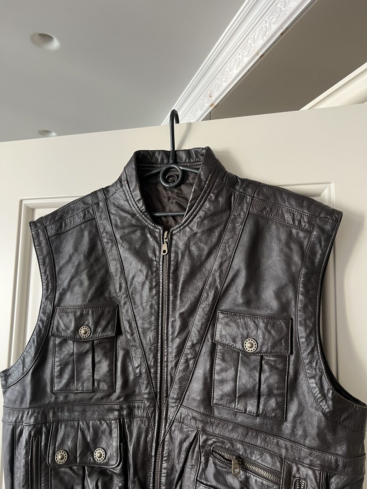 Genuine Leather Vintage Yorn Leather Vest Men’s Brown Genuine Leather Moto Size US L / EU 52-54 / 3 - 3 Thumbnail