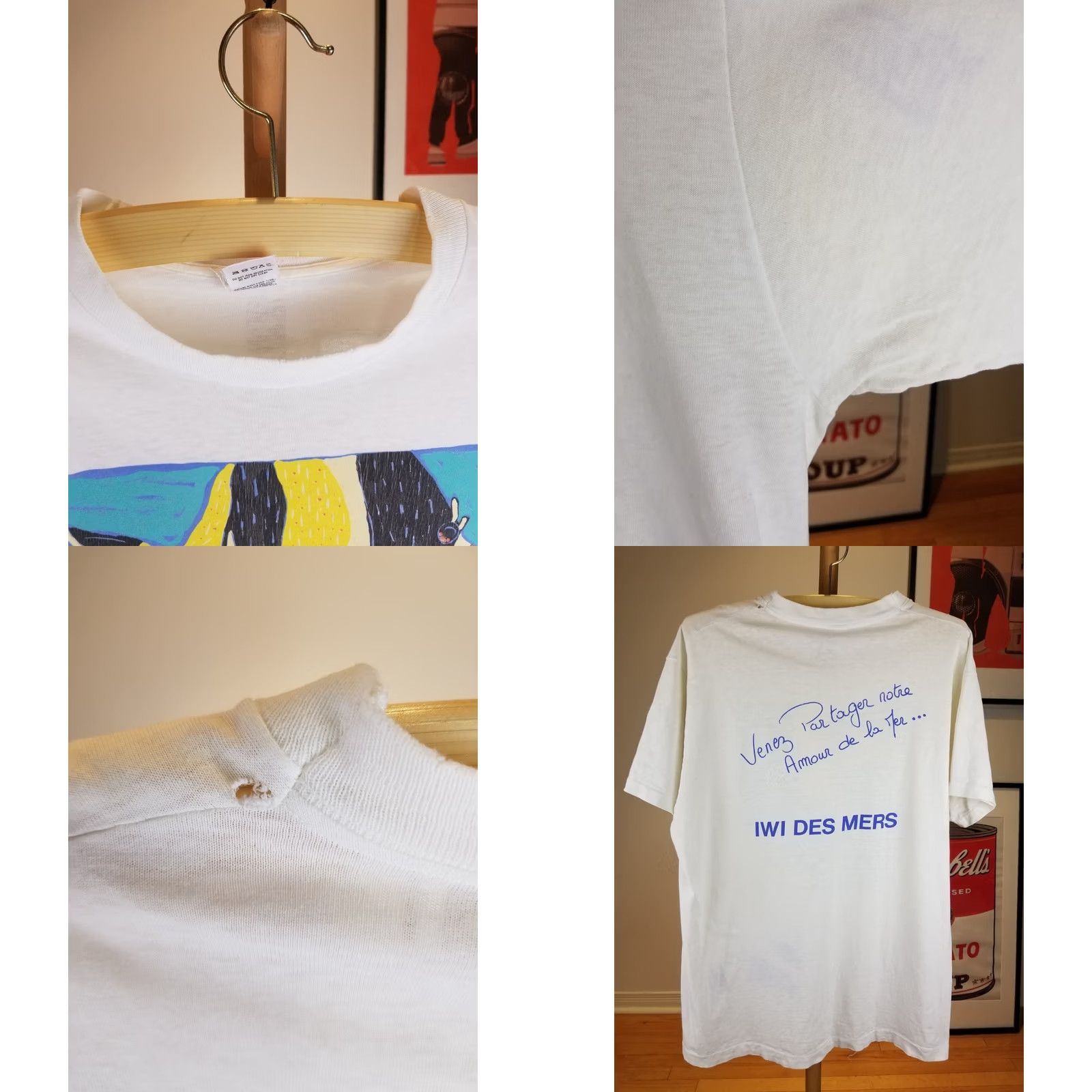 Fruit Of The Loom VINTAGE 90' MOORISH IDOLS FISH WHITE SINGLE STITCH COTTON T-SHIRT SZ XLARGE Size US XL / EU 56 / 4 - 8 Thumbnail