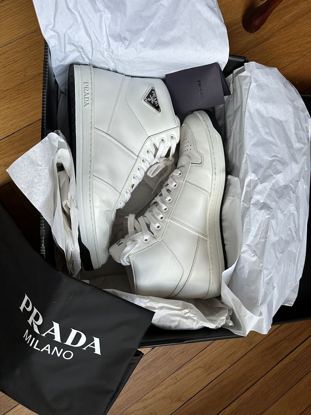 Prada Prada triangle logo Downtown Hi-Top Sneakers Size US 7 / EU 40 - 6 Thumbnail
