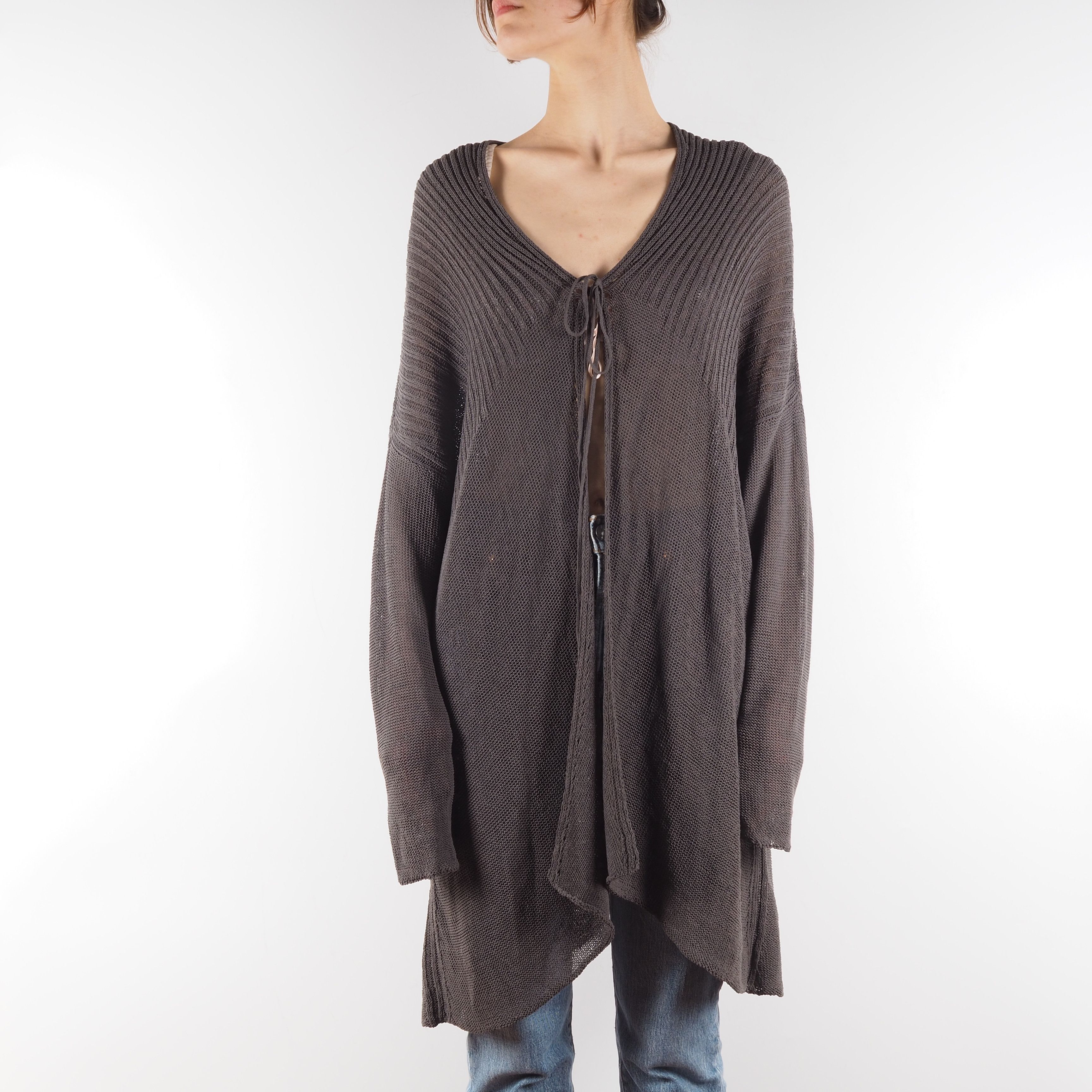 Sarah Pacini Vintage Dark Beige Long Cape Cardigan