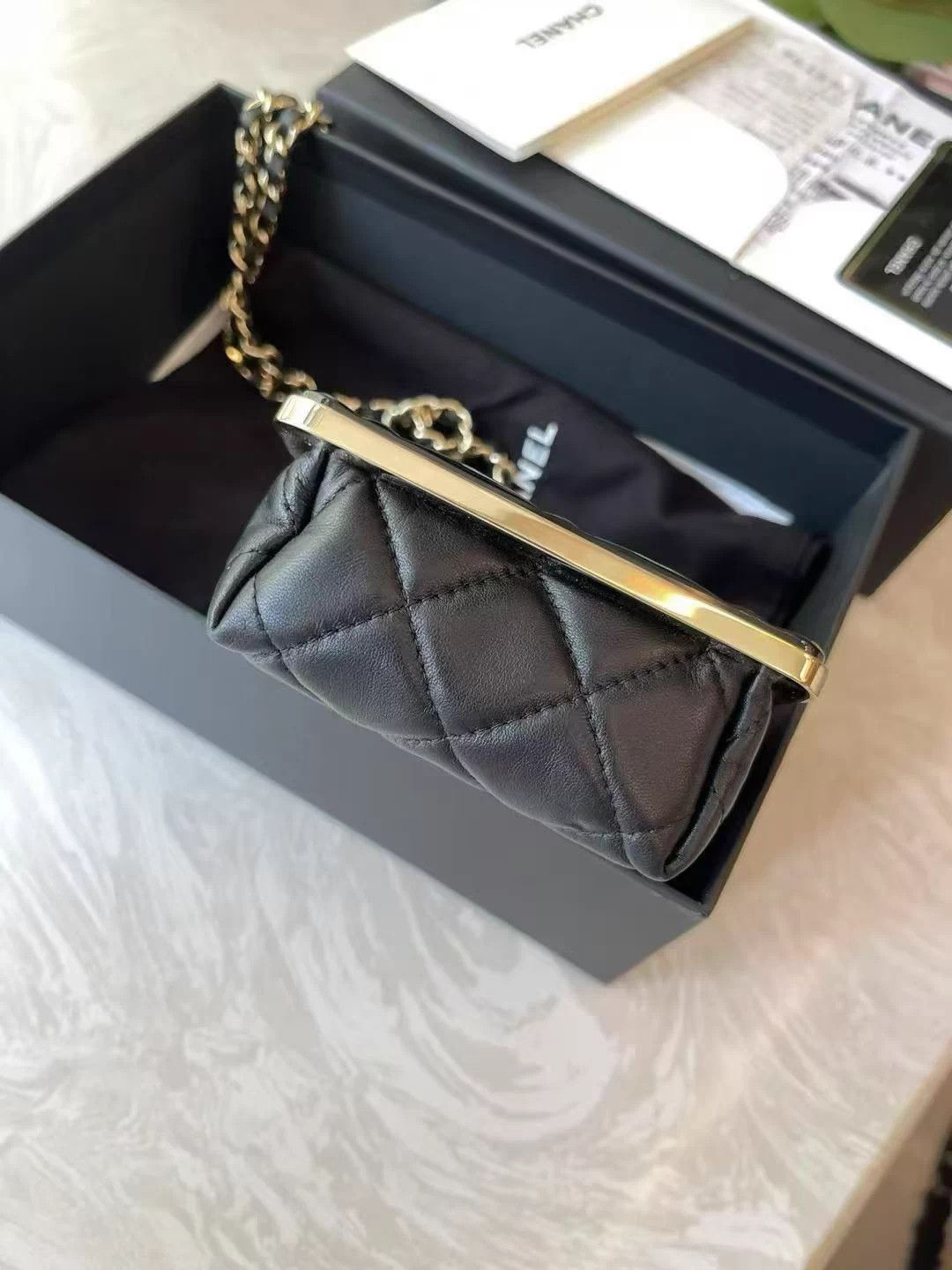 Chanel Chanel 22C Acrylic Black Clutch with Chain Evening Full Set Size ONE SIZE - 5 Thumbnail