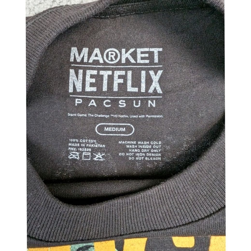 Market Market Studios x Netflix x Pacsun Squid Games Shirt Mens Medium Black Crew Neck Size US M / EU 48-50 / 2 - 4 Thumbnail