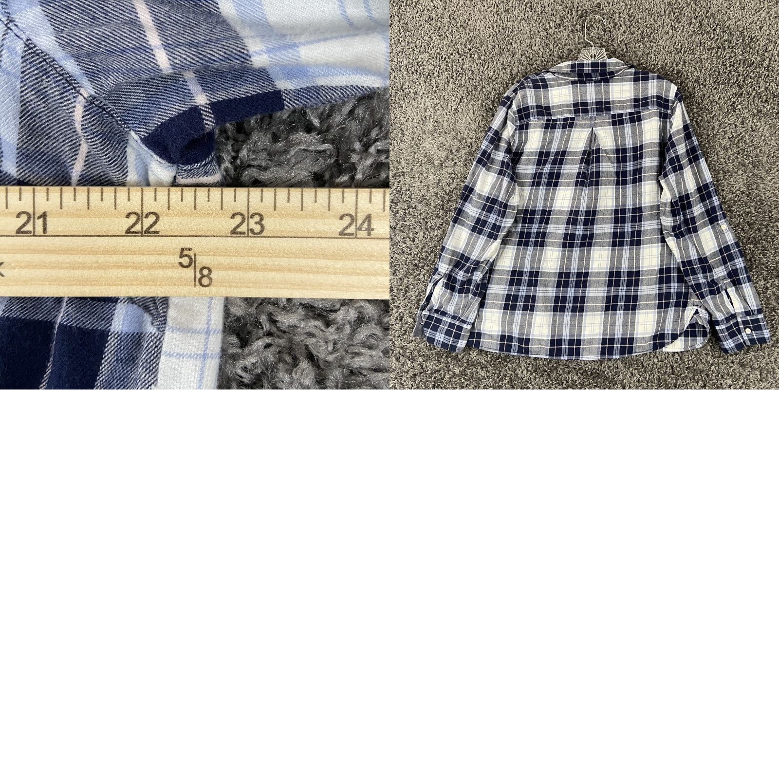 Tommy Hilfiger TOMMY HILFIGER Plaid Blouse Women's Long Sleeve Size L Blue White Gray Colorful Size L / US 10 / IT 46 - 8 Thumbnail