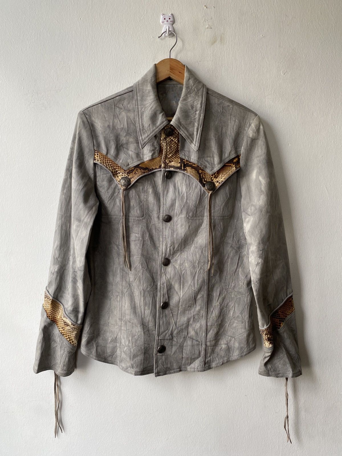 5351 POUR LES HOMMES × Japanese Brand × Tornado Mart 1990s - Vintage 5351 Pour Les Hommes Snake Skin Dyed Jacket Size US M / EU 48-50 / 2 - 5 Thumbnail