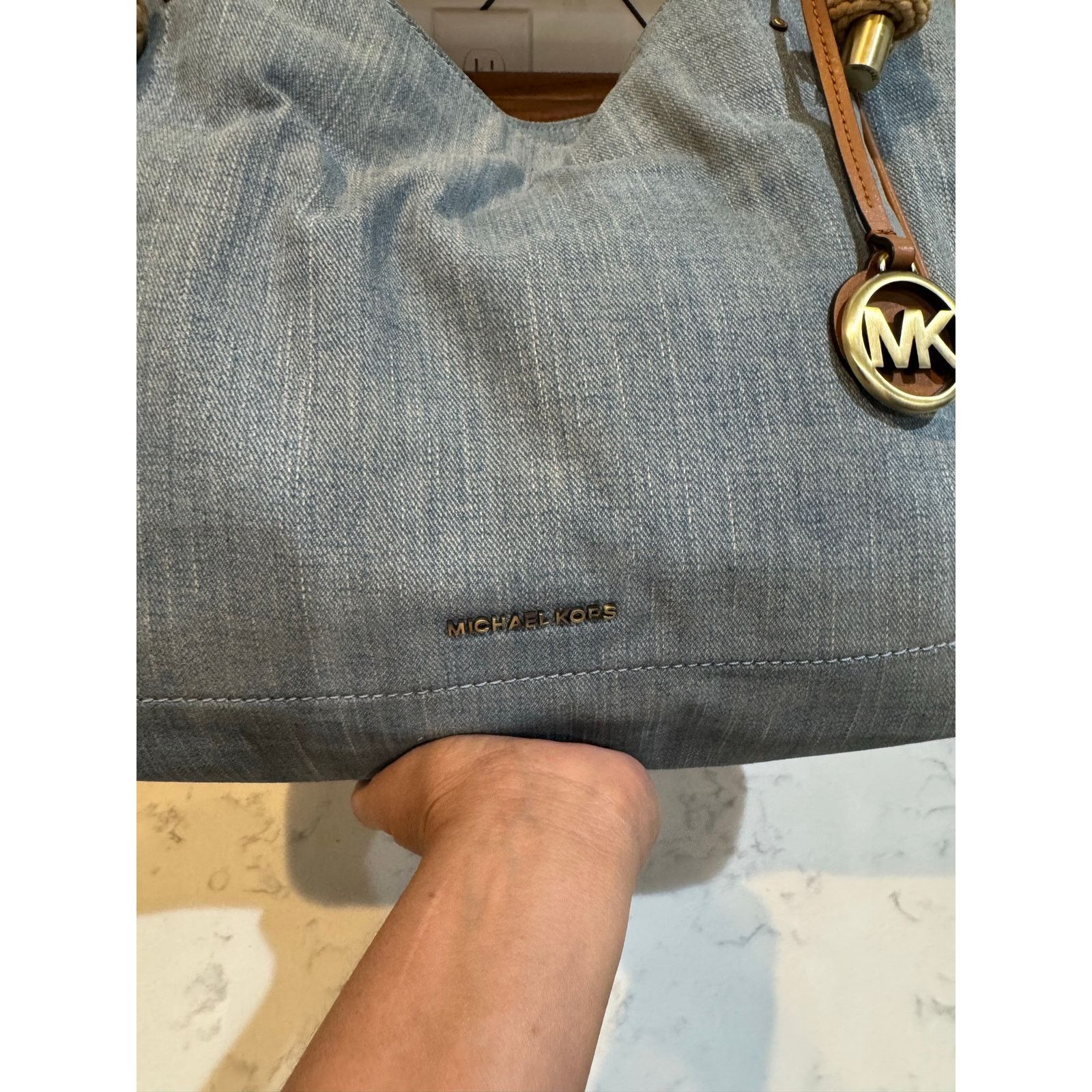Michael Kors Michael Kors Isla Large Grab Bag denim twisted rope handles Size ONE SIZE - 6 Thumbnail