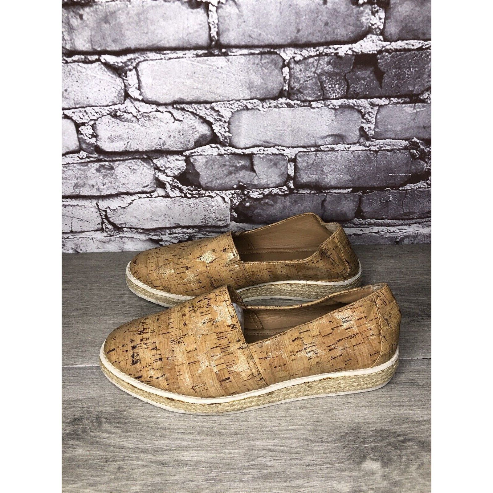 Trask TRASK Cork Tan Sparkle Star Espadrilles Slip On Shoes Women Size US 8 / IT 38 - 1 Thumbnail