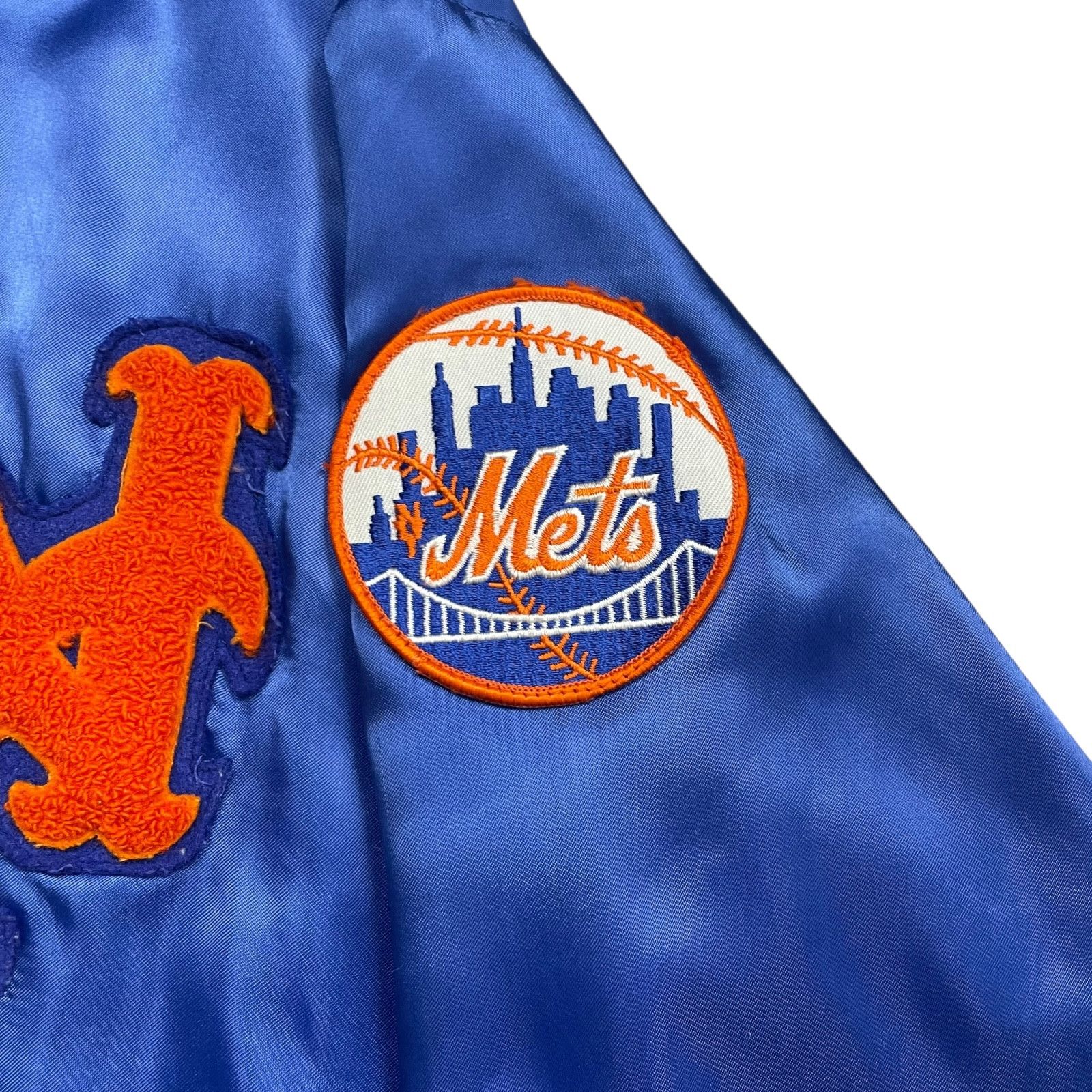 MLB VTG 90s NEW YORK METS FELCO SATIN BOMBER JACKET BLUE Sz S Size US S / EU 44-46 / 1 - 4 Thumbnail