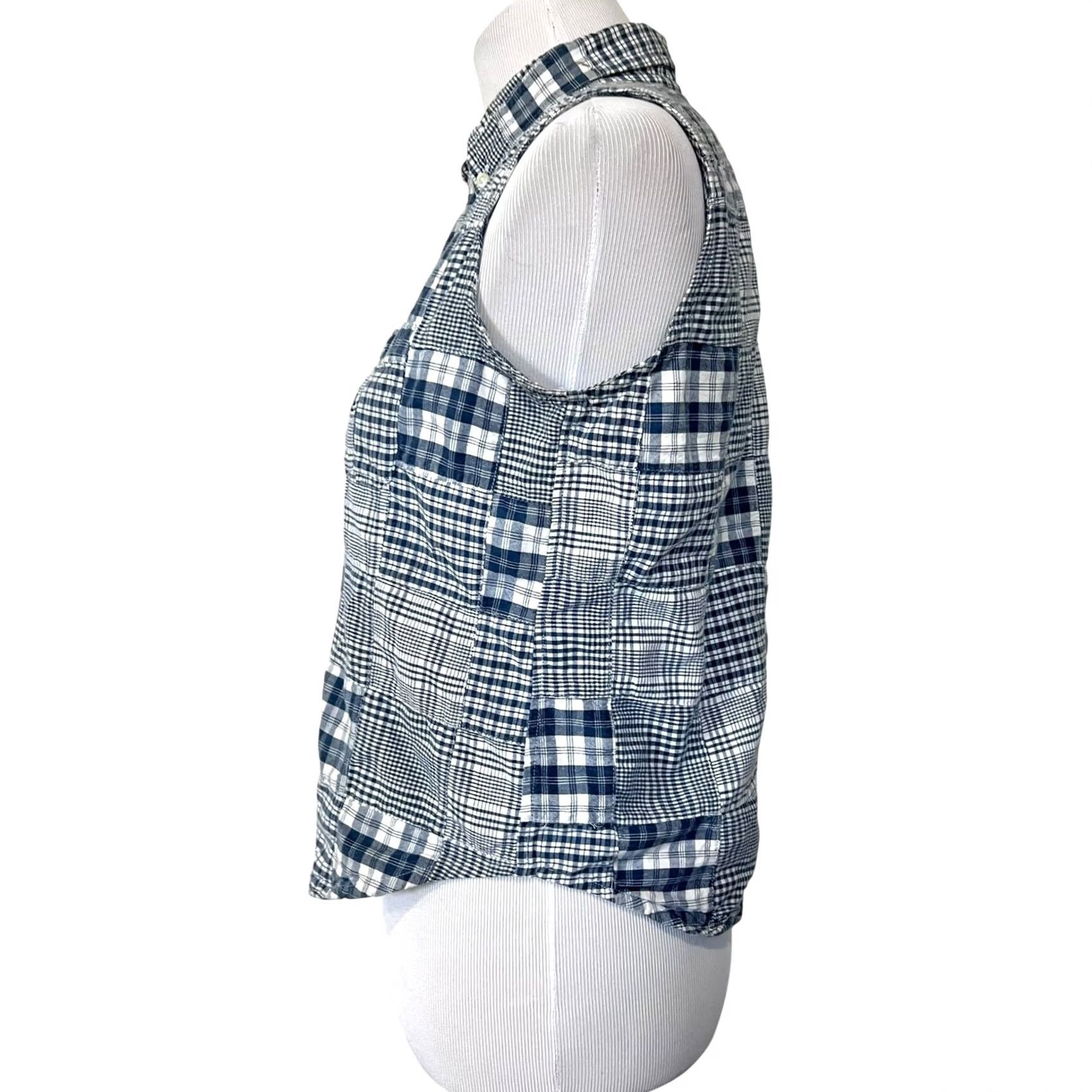 Ralph Lauren VINTAGE Lauren Ralph Lauren Plaid Patchwork Top Button Up Sleeveless Blue Sz 10P Petite Ladies Womens Polo Shirt Top Size L / US 10 / IT 46 - 5 Thumbnail
