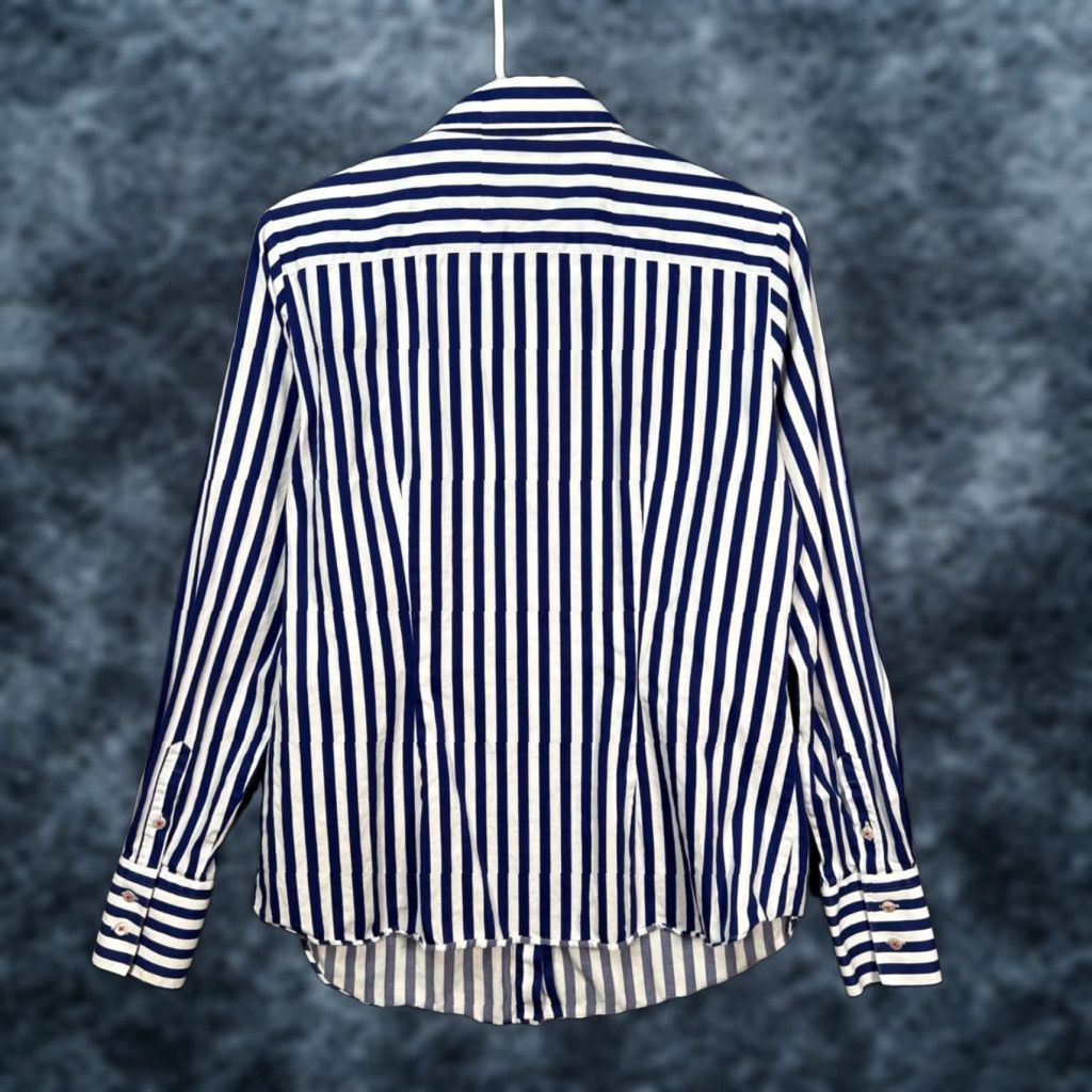 Vintage Hawes & Curtis Shirt Blue White Striped Button-Up Long Sleeve Women's 12 UK Cotton Casual Vintage: No Size XL / US 12-14 / IT 48-50 - 1 Thumbnail