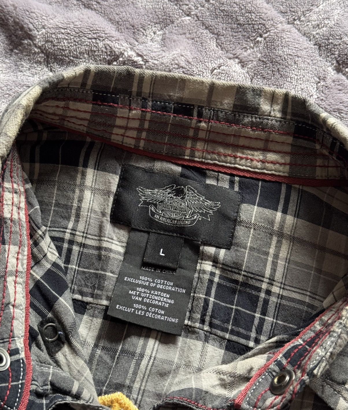 Harley Davidson × Vintage Vintage Harley Davidson Skull Big Logo Flannel Shirt Plaid Size US XL / EU 56 / 4 - 11 Thumbnail