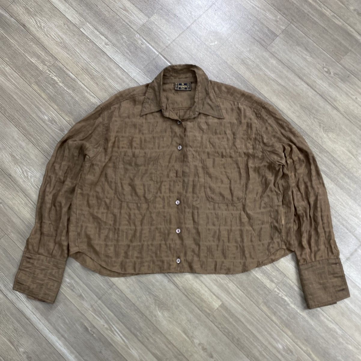 Fendi Vintage Fendi Monogram Distressed Transparent Shirt Luxury Size US M / EU 48-50 / 2 - 1 Thumbnail