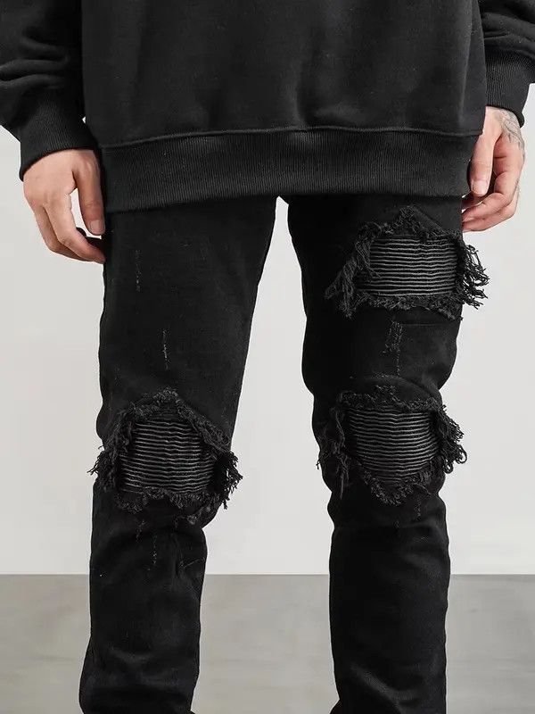 Japanese Brand VIBE High street motorcycle patchwork ripped patch jeans Size US 32 / EU 48 - 7 Thumbnail