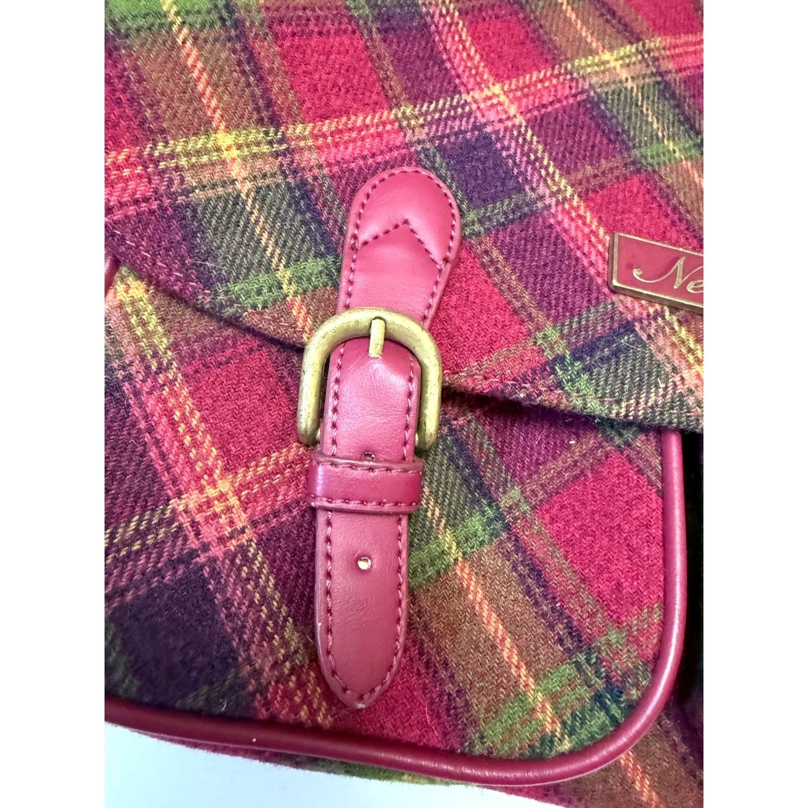 Vintage Ness Red Womens Shoulder Bag Wool Blend Red Tweed pattern Size ONE SIZE - 3 Thumbnail