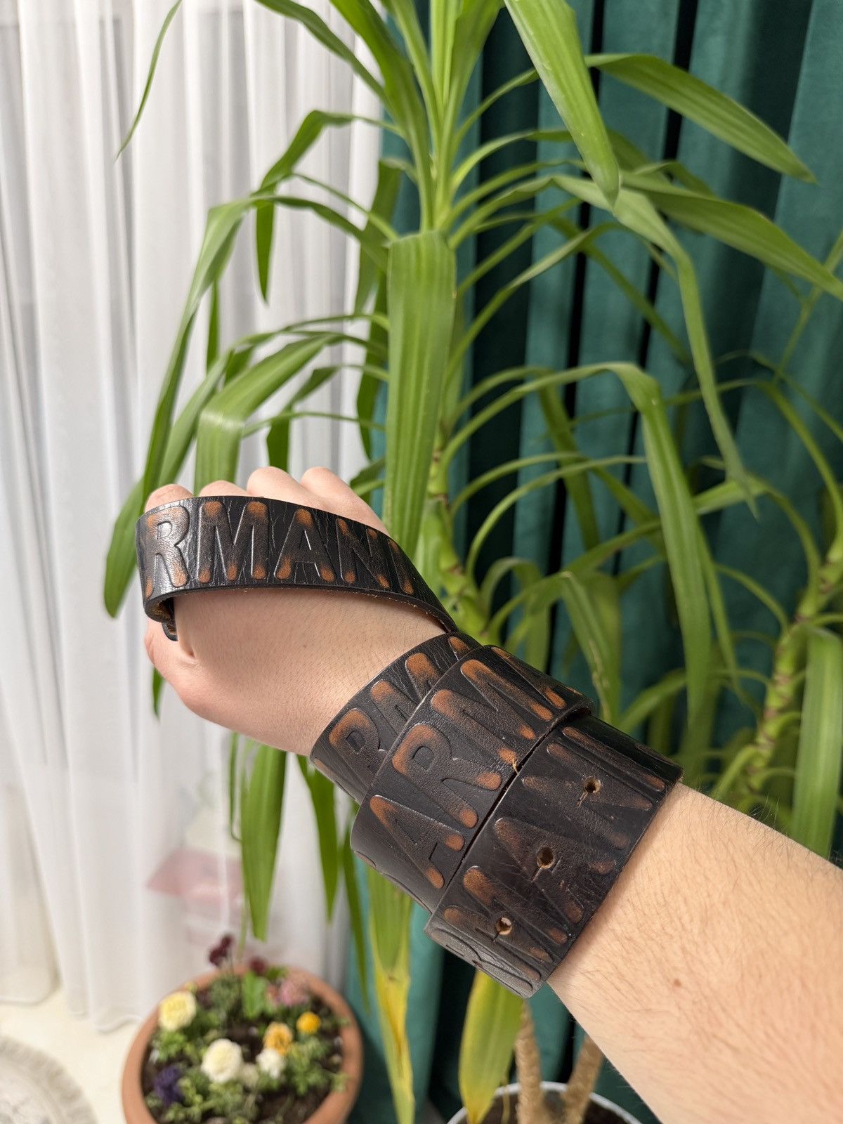 Armani Armani Jeans Vintage Leather Belt - Brown Size 36 - 5 Thumbnail