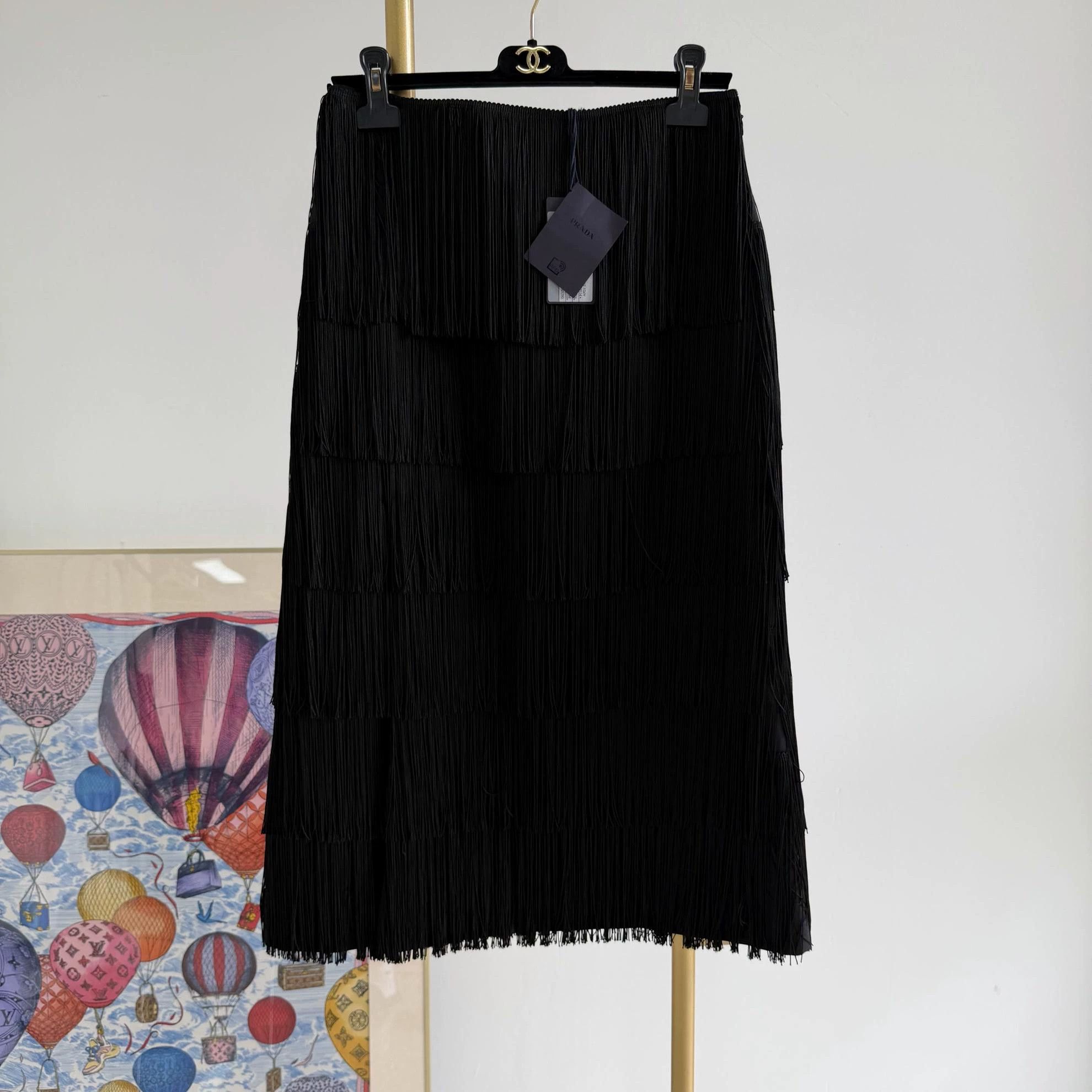 Prada Prada black tassel skirt 42 new with tags Size 28" / US 6 / IT 42 - 1 Thumbnail