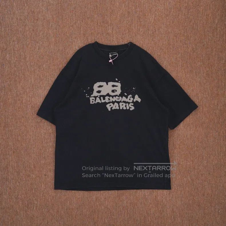 Balenciaga Balenciaga Letter Printed Round Neck Short Sleeve T-Shirt Size US XL / EU 56 / 4 - 1 Thumbnail