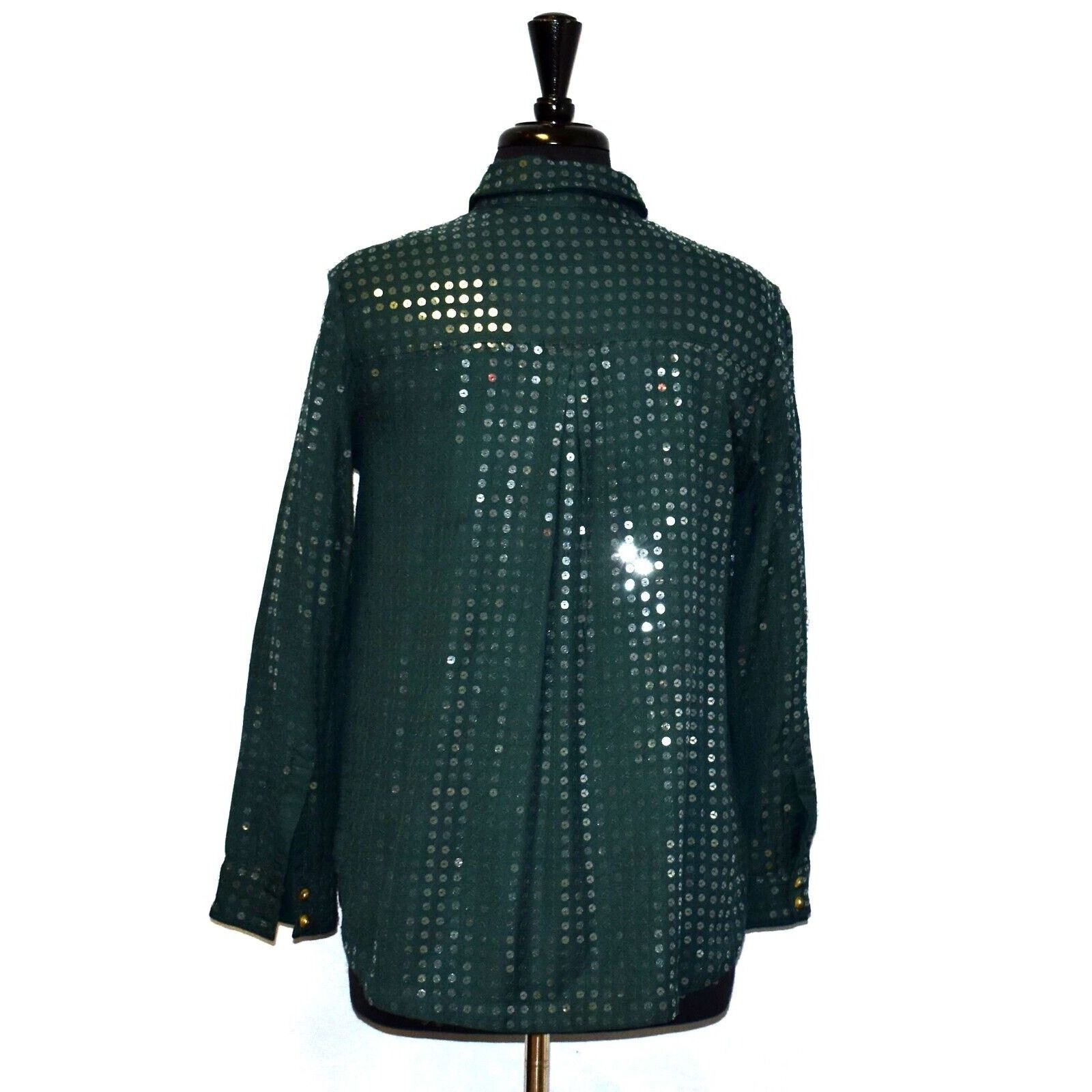 Anthropologie NWT ANTHROPOLOGIE PILCRO James Sequin Shirt Top Sz S $128 Size S / US 4 / IT 40 - 4 Thumbnail