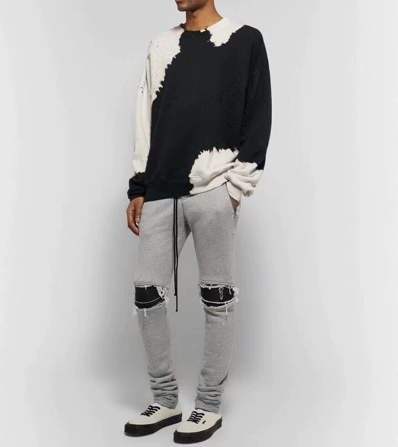 Amiri Amiri size L Grey Hole Patch Leather Sports Pants Sweatpant Size US 30 / EU 46 - 3 Thumbnail