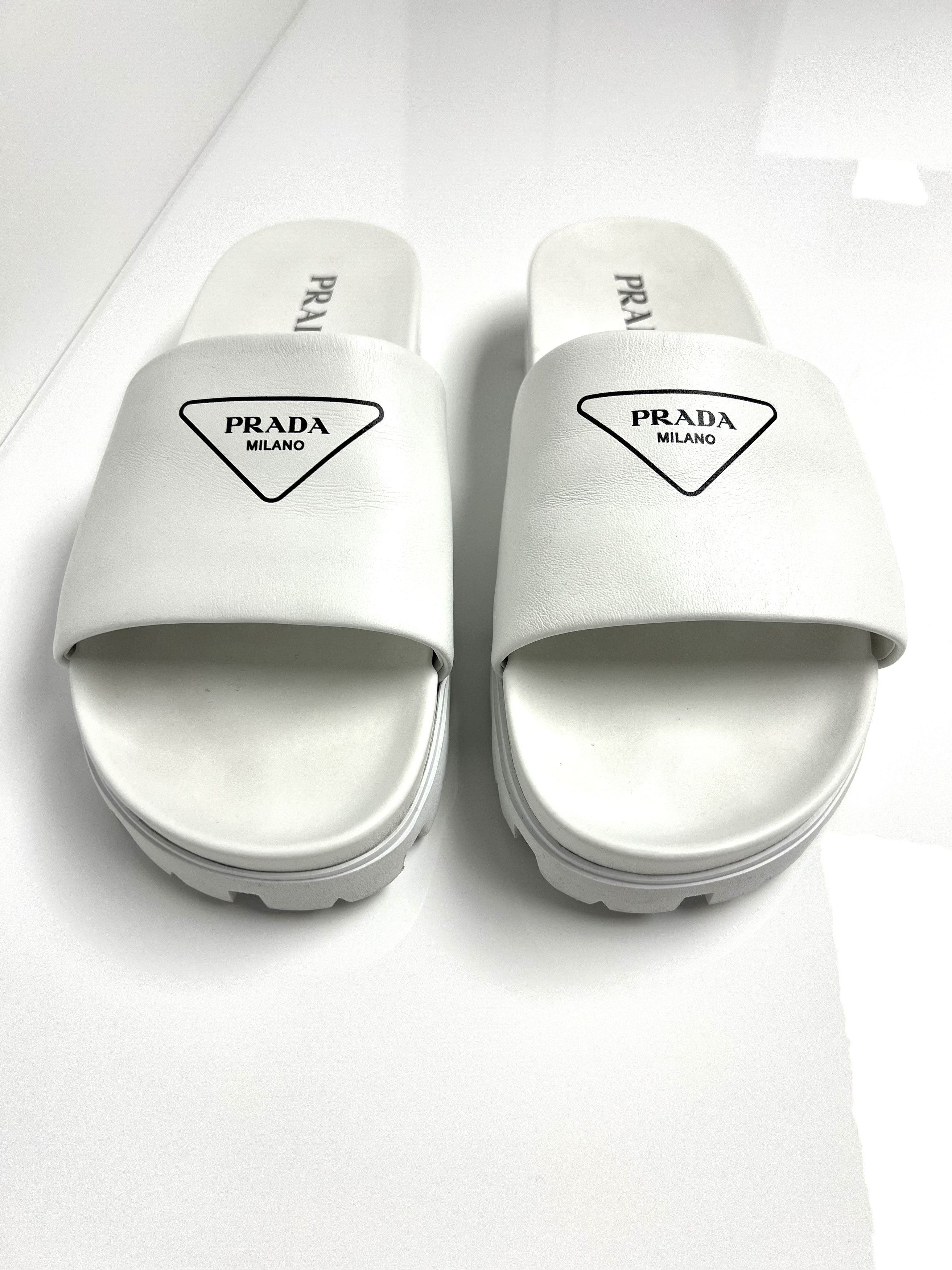 Prada PRADA Lug Sole Leather Slides / Sandals Size US 11 / EU 44 - 3 Thumbnail