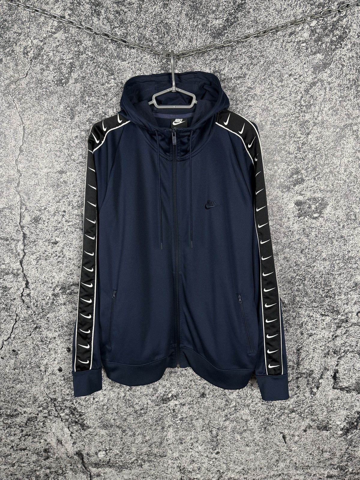 Nike Nike Swoosh Tape Full Zip Hoodie Sportswear Navy Blue XL Size US XL / EU 56 / 4 - 1 Thumbnail
