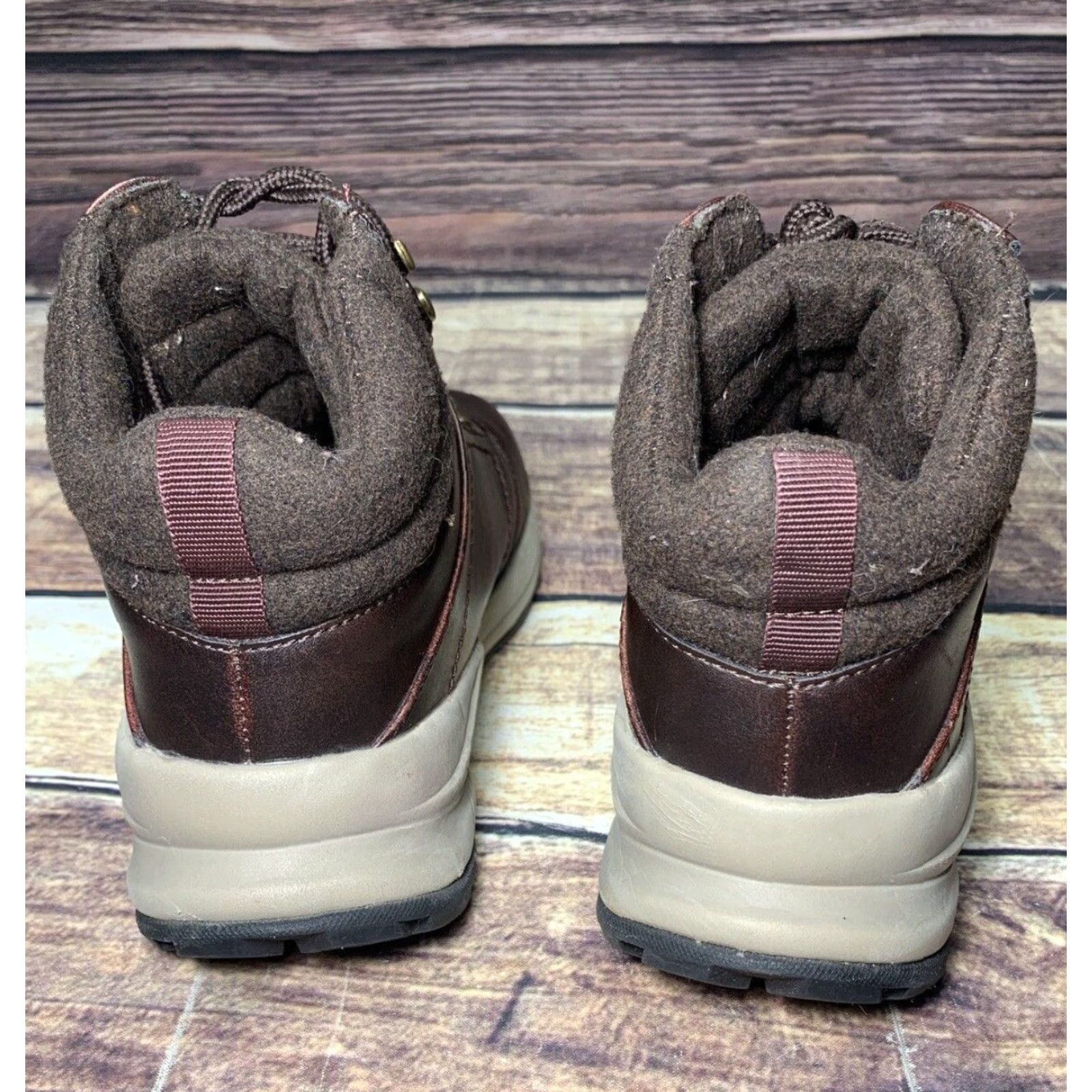 Vintage Khombu Men's 8M Brown Faux Leather Hiking Boots Casual Fall Winter Spring All-Season Excellent Condition Very Clean Size 8 M Boys Mens Womens Size US 8 / EU 41 - 5 Thumbnail