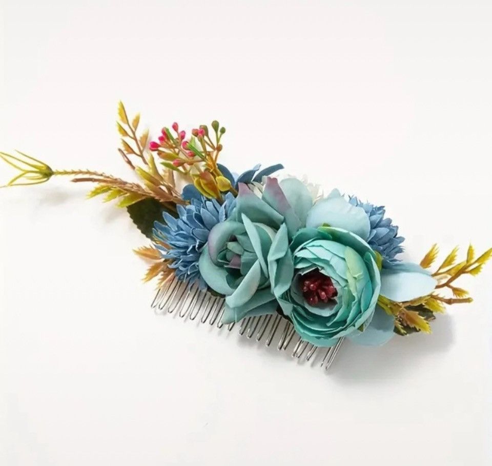 Vintage 1 pc flower decor hair side comb Size ONE SIZE - 1 Preview