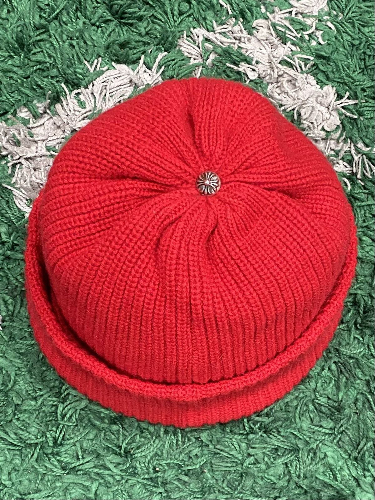 Chrome Hearts Chrome Hearts Sludge Triple Star Patch Red Cashmere Beanie Size ONE SIZE - 3 Thumbnail