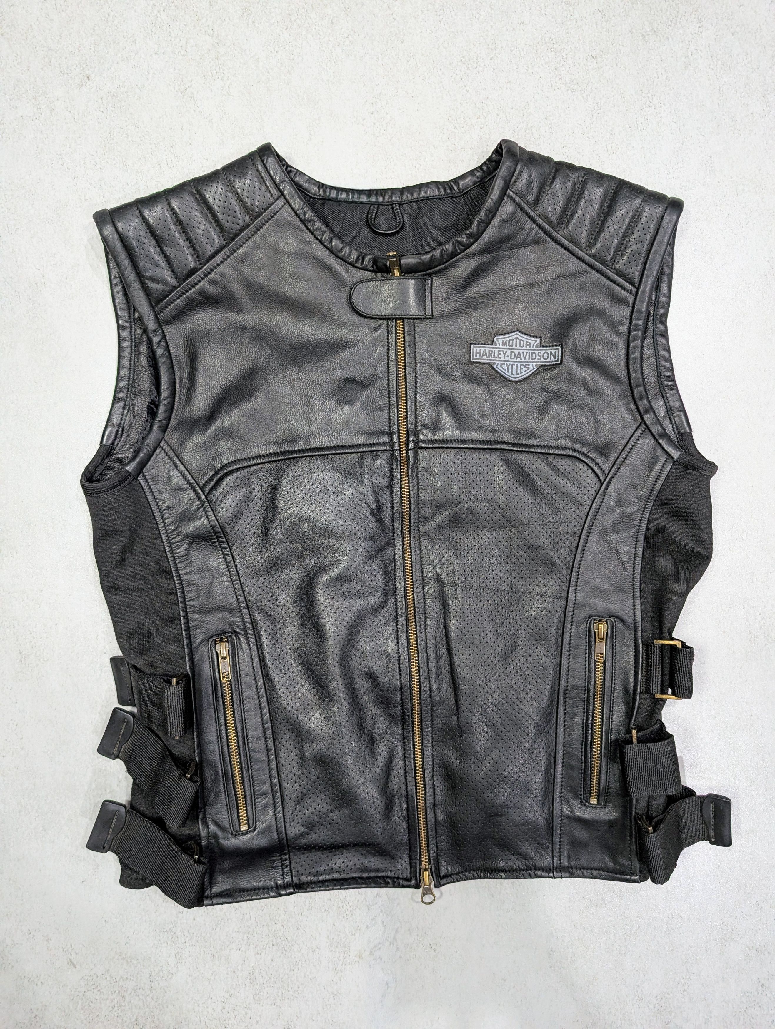 Harley Davidson 💥 Harley-Davidson Classic Leather Vest Vintage Retro Size US M / EU 48-50 / 2 - 1 Thumbnail